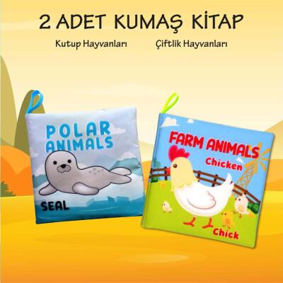 2 Kitap Tox İngilizce Kutup Hayvanları Ve Çiftlik Hayvanları Kumaş Sessiz Kitap E125 E119 - Bez Kitap , Eğitici Oyuncak , Yumuşak Ve Hışırtılı