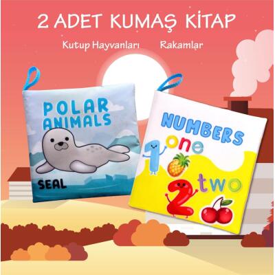 2 Kitap Tox İngilizce Kutup Hayvanları Ve Rakamlar Kumaş Sessiz Kitap E125 E28 - Bez Kitap , Eğitici Oyuncak , Yumuşak Ve Hışırtılı