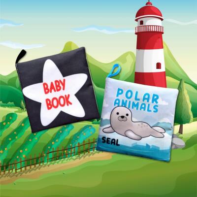 2 Kitap Tox İngilizce Siyah-Beyaz Bebek Ve Kutup Hayvanları Kumaş Sessiz Kitap E136 E125 - Bez Kitap , Eğitici Oyuncak , Yumuşak Ve Hışırtılı