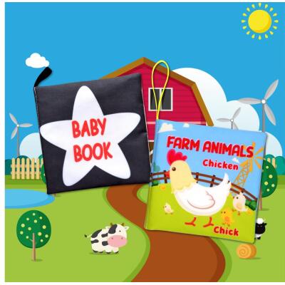 2 Kitap Tox İngilizce Siyah-Beyaz Bebek Ve Çiftlik Hayvanları Kumaş Sessiz Kitap E136 E119 - Bez Kitap , Eğitici Oyuncak