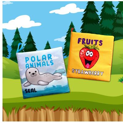 2 Kitap Tox İngilizce Meyveler Ve Kutup Hayvanları Kumaş Sessiz Kitap E126 E125 - Bez Kitap , Eğitici Oyuncak