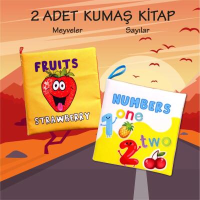 2 Kitap Tox İngilizce Meyveler Ve Rakamlar Kumaş Sessiz Kitap E126 E128 - Bez Kitap , Eğitici Oyuncak , Hışırtılı
