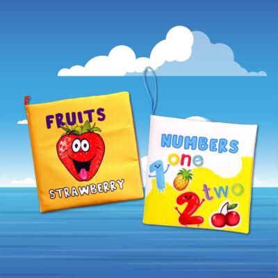 2 Kitap Tox İngilizce Meyveler Ve Rakamlar Kumaş Sessiz Kitap E126 E128 - Bez Kitap , Eğitici Oyuncak , Hışırtılı