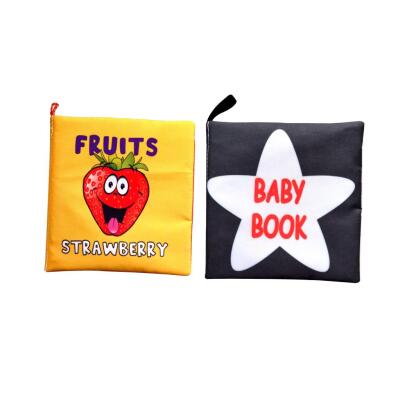 2 Kitap Tox İngilizce Meyveler Ve Siyah - Beyaz Bebek Kumaş Sessiz Kitap E126 E136 - Bez Kitap , Eğitici Oyuncak