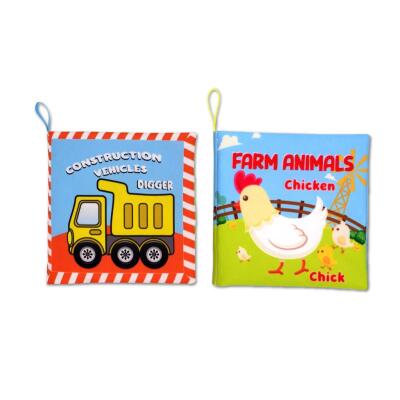 2 Kitap Tox İngilizce İş Makinaları Ve Çiftlik Hayvanları Kumaş Sessiz Kitap E118 E119 - Bez Kitap , Eğitici Oyuncak , Yumuşak Ve Hışırtılı