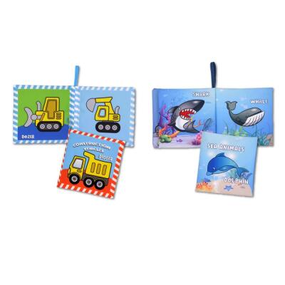 2 Kitap Tox İngilizce İş Makinaları Ve Deniz Canlıları Kumaş Sessiz Kitap E118 E122 - Bez Kitap , Eğitici Oyuncak , Yumuşak Ve Hışırtılı