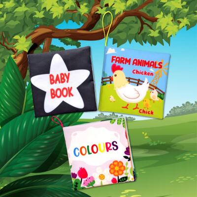 3 Kitap Tox İngilizce Siyah Beyaz Bebek , Renkler Ve Çiftlik Hayvanları Kumaş Sessiz Kitap E19 E129 E136 - Bez Kitap , Eğitici Oyuncak , Yumuşak Ve Hışırtılı