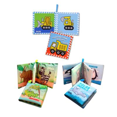 3 Kitap Tox İngilizce İş Makinaları , Kutup Ve Safari Hayvanları Kumaş Sessiz Kitap E125 E118 E130 - Bez Kitap