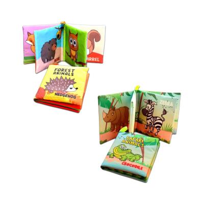 2 Kitap Tox İngilizce Orman Hayvanları Ve Safari Hayvanları Kumaş Sessiz Kitap E127 E130 - Bez Kitap , Eğitici Oyuncak
