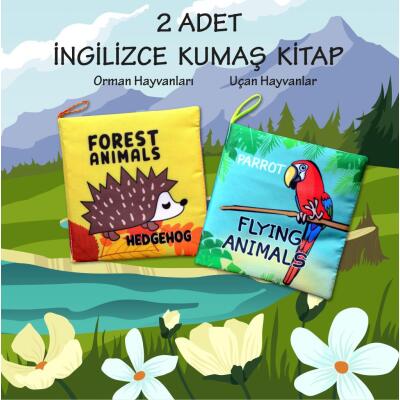 2 Kitap Tox İngilizce Orman Hayvanları Ve Uçan Hayvanlar Kumaş Sessiz Kitap E127 E133 - Bez Kitap , Eğitici Oyuncak