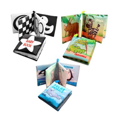 3 Kitap Tox İngilizce Siyah-Beyaz Bebek , Safari Ve Kutup Hayvanları Kumaş Sessiz Kitap E125 E130 E136 - Bez Kitap , Eğitici Oyuncak , Yumuşak Ve Hışırtılı