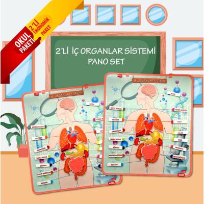 2 Set - 52 Parça  İç Organlar Sistemi Keçe Duvar Panoları , Eğitici Oyuncak