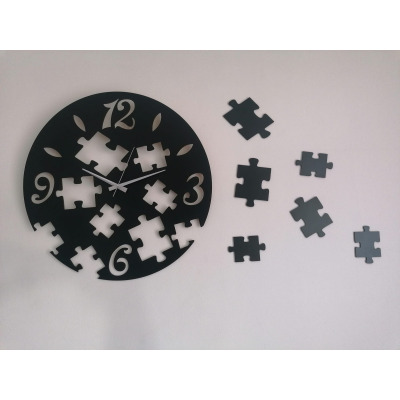 50X50 Cm Ahşap Mdf Dekoratif Duvar Saati Puzzle Figürlü Model 19