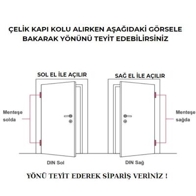 Lüx Kare Aynalı Osmanlı Çelik Kapı Kolu Sol Basar Tek Yön 1 Adet