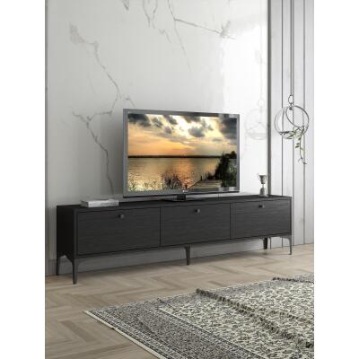Etna Premium Metal Ayaklı Dolaplı 180 Cm Tv Ünitesi - Siyah / Siyah