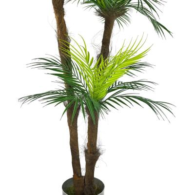 Yapay Ağaç Areka Ağacı Palmiye Ağacı Galvaniz Saksılı Salon Çiçeği 185 Cm 3 Gövdeli