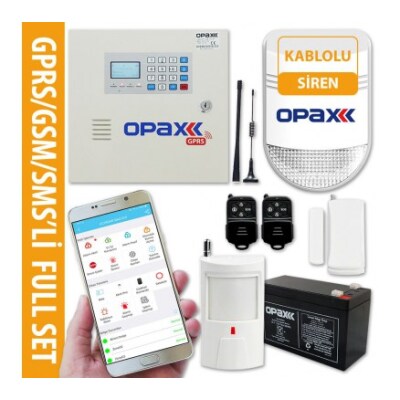 Opax-2646 Gprs Alarm Paneli & Bgr-10 Kablolu Sirenli Full Set