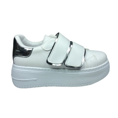 Womenly Moda 2001 Beyaz Cırtlı Kadın Sneaker Spor Ayakkabı