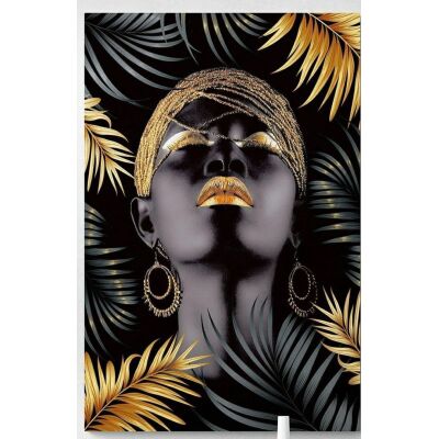 Afrikalı Kadın Siyah Gold Cam Tablo Duvar Dekoru