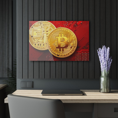 Bitcoin Kripto Btc Crypto Para 2 Cam Tablo Duvar Dekoru
