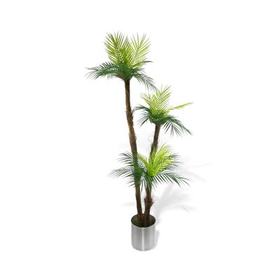 Yapay Ağaç Areka Ağacı Palmiye Ağacı Galvaniz Saksılı Salon Çiçeği 185 Cm 3 Gövdeli