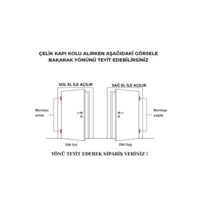 Lüx Kare Aynalı Osmanlı Çelik Kapı Kolu Sol Basar Tek Yön 1 Adet