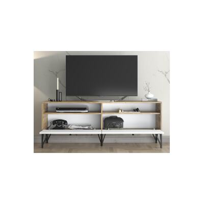 Astreo 160 Cm Metal Ayaklı Tv Ünitesi - Atlantik Çam - Beyaz / Siyah