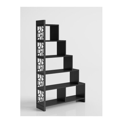 Silva Metal Merdiven Kitaplık - Wood Siyah / Siyah