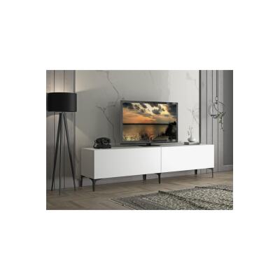 Vega Premium 200 Cm Geniş Dolaplı Metal Ayaklı Tv Ünitesi - Beyaz / Siyah