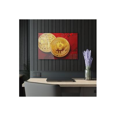 Bitcoin Kripto Btc Crypto Para 2 Cam Tablo Duvar Dekoru