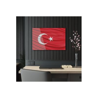 Türk Bayrağı Cam Tablo Duvar Dekoru Model 1