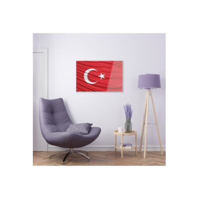 Türk Bayrağı Cam Tablo Duvar Dekoru Model 1