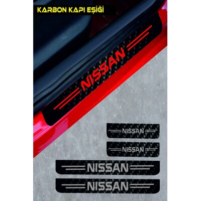 Nissan Juke İçin Uyumlu Aksesuar Oto Kapı Eşiği Sticker Karbon 4 Adet