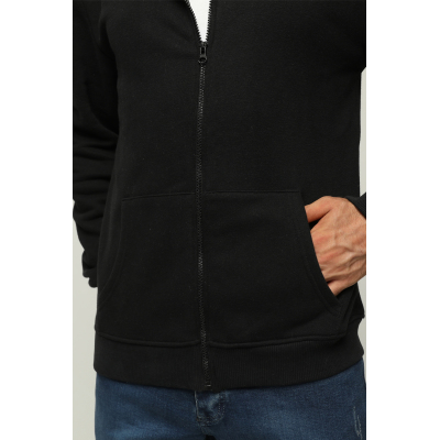 Erkek Kapüşonlu Oversize/Geniş Kalıp Fermuarlı Sweatshirt