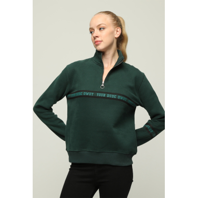 Kadın Fermuarlı Yaka Regular/Normal Kalıp Örme Sweatshirt