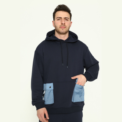 Erkek Kapüşonlu Oversize Etiketli İçi Yumuşak Tüylü Kalın Sweatshirt
