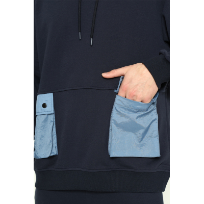 Erkek Kapüşonlu Oversize Etiketli İçi Yumuşak Tüylü Kalın Sweatshirt