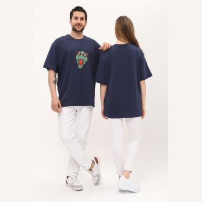 Sevgili Çift Kombinleri Dinazor Baskı Detaylı 2 Li Ürün T-Shirt