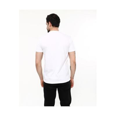Beyaz Bisiklet Yaka T-Shirt