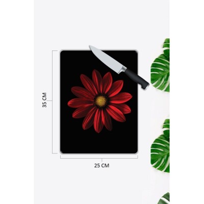 Çiçek | Cam Kesme Tahtası |  25 X 35 Cm