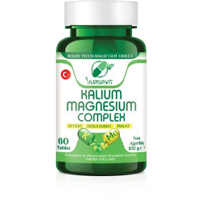 Yurdavit Potasyum Magnezyum Sitrat Malat Bisglisinat Kompleks 60 Tablet Potassium Magnesium Complex