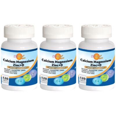 Meka Nutrition Calcium Magnesium Zinc Vitamin D Vitamini 3X120 Tablet Kalsiyum Magnezyum Çinko
