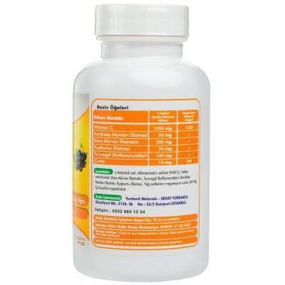 Yurdavit Vitamin C Vitamini 1000 Mg 6X100 Tablet Kuşburnu Çinko Kordiseps Mantarı Kara Mürver