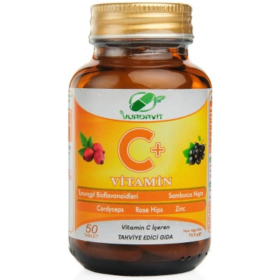 Yurdavit Vitamin C Vitamini 1000 Mg 4X50 Tablet Kuşburnu Çinko Kordiseps Mantarı Kara Mürver