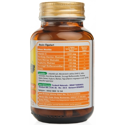 Yurdavit Vitamin C Vitamini 1000 Mg 3X50 Tablet Kuşburnu Çinko Kordiseps Mantarı Kara Mürver