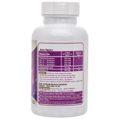 Yurdavit Hydrolyzed Collagen Type 1-2-3 3X100 Tablet Hyaluronic Acid Vitamin C Hidrolize Kolajen