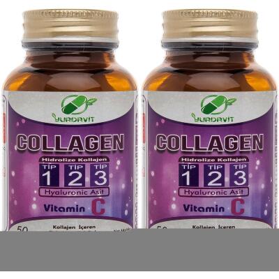 Yurdavit Hidrolize Kolajen Tip 1-2-3 2X50 Tablet Hyaluronik Asit C Vitamini Hydrolyzed Collagen