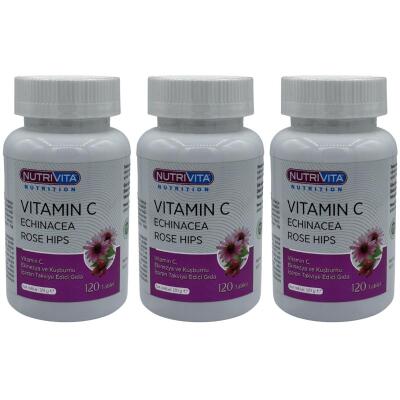 Nutrivita Nutrition Vitamin C Vitamini Echinacea 3X120 Tablet Ekinezya Kuşburnu Ekstresi