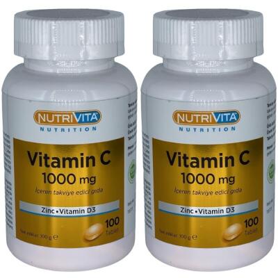 Nutrivita Nutrition Vitamin C Vitamini D3 Çinko 2X120 Tablet