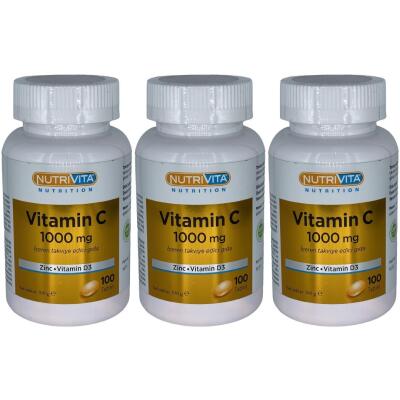 Nutrivita Nutrition Vitamin C Vitamini D3 Çinko 3X120 Tablet